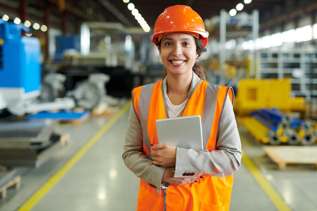 Woman wearing high visibility safety apparel